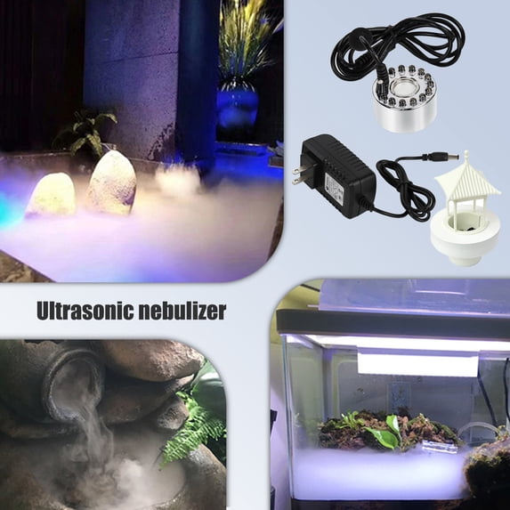 Ultrasonic Mist Maker Fogger with Colorful LED Lights, Waterproof Pond Fog Machine for Aquarium Terrarium and Rockery Water Features