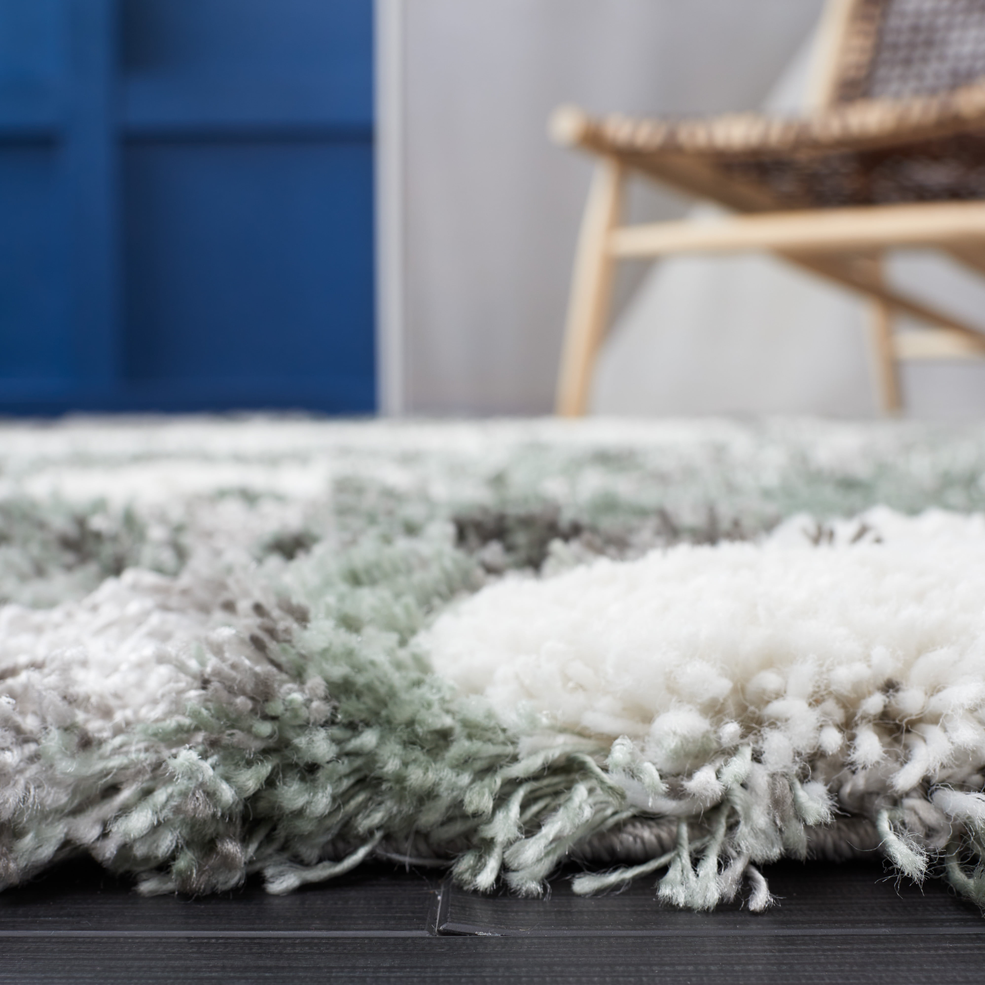 SAFAVIEH Horizon Konstantinos Abstract Shag Area Rug, Grey/Green, 6' x 9'