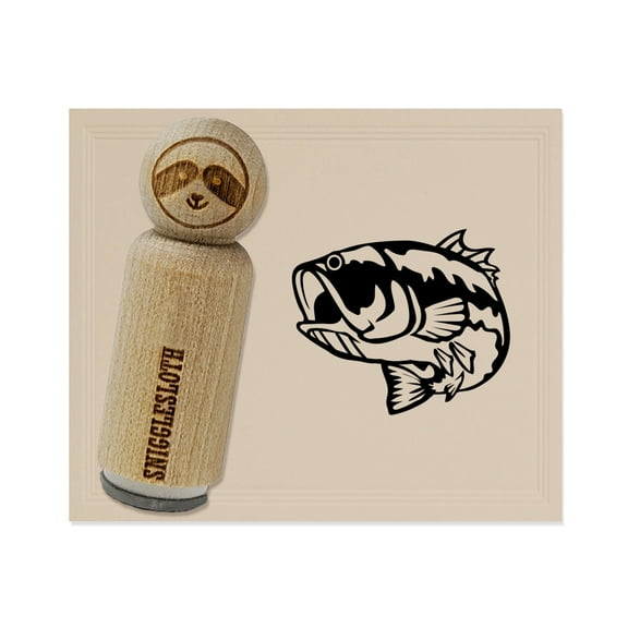 Largemouth Bass Fish Fishing Rubber Stamp for Scrapbooking Crafting Stamping - Mini 1/2 Inch
