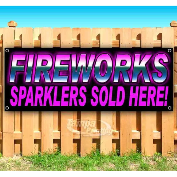 Fireworks Sparklers Pr 13 oz Vinyl Banner With Metal Grommets