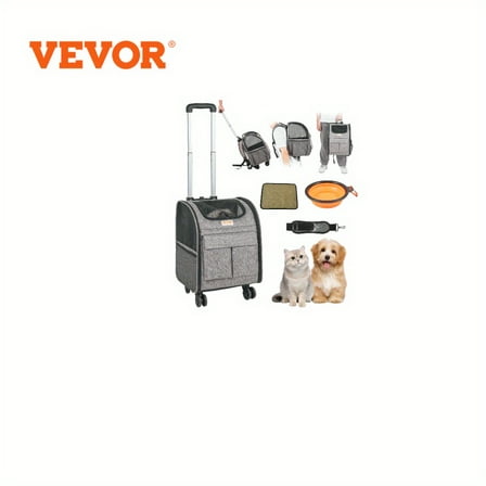 Rolling Pet Carrier Backpack - Removable Wheels for ≤18lbs - Airline Approved (Soft-Sided for Small Dogs/Medium Cats)