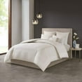 thumbnail image 3 of N Natori Hanae 3 Piece Cotton Blend Duvet Set Yarn Dyed Bedding Cover, Full/Queen Size, White, 3 of 4