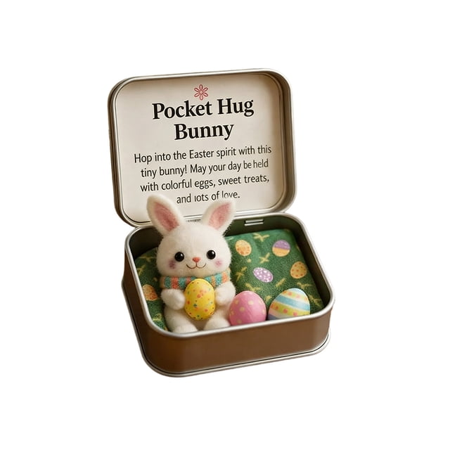 Easter Decorations for Home Pocket Hug Box Plush Rabbit 1 Count