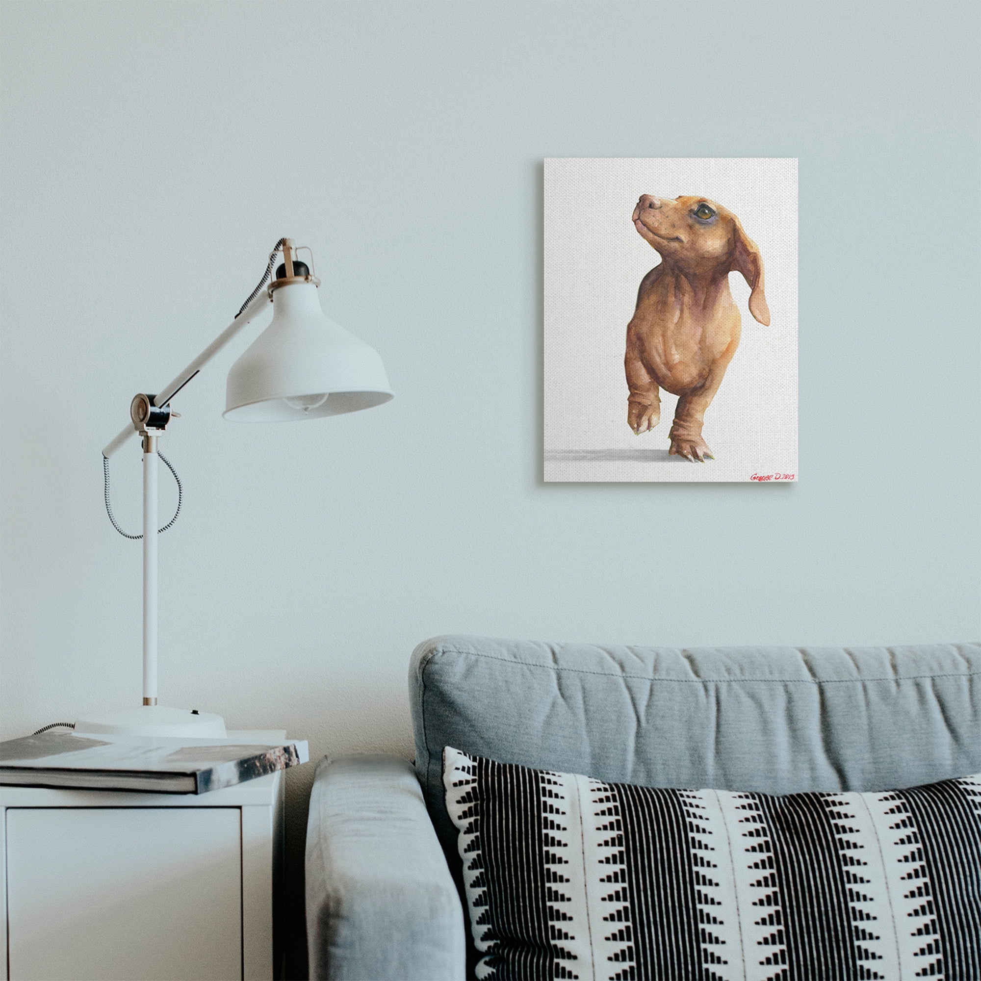 Stupell Industries Little Dachshund Dog Strutt Adorable Pet Portrait Canvas Wall Art, 16 x 20, Design by George Dyachenko