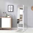 thumbnail image 2 of Mirror Jewelry Cabinet with 6 LED Lights, Lockable Standing Jewelry Armoire with Full-length Mirror, Storage Organizer with Drawers and Shelves, 3 Angles Adjustable, White, D8821, 2 of 8