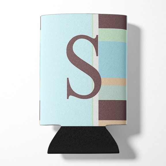 Letter S Initial Monogram - Blue Stripes Can or Bottle Hugger