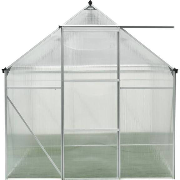 Hanover 4-Ft. x 6-Ft. Polycarbonate Walk-In Greenhouse w/Aluminum Frame, Galvanized Steel Base, Siding Door and Automatic Vent Opener