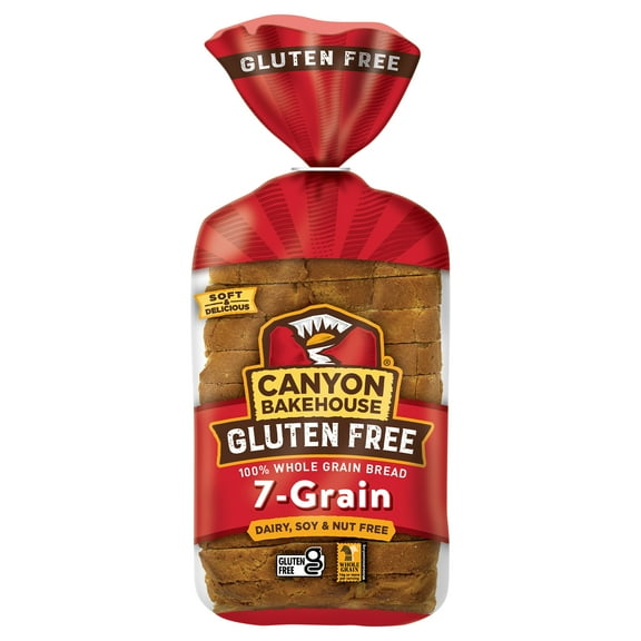 Canyon Bakehouse 7-Grain Sandwich Bread, Gluten Free Bread, 100% Whole Grain, Frozen, 18 oz Loaf