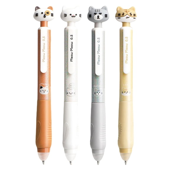Gkeoshab Pen Pencil curler 4 Pcs Cute Cat Erasable Pens Retractable Pens Erasable Gel Ink Pen Kawaii 0.5mm Point Black/Blue Ink Pen Writing Pen For Women Girls Boys Men School 2ml Home & Garden