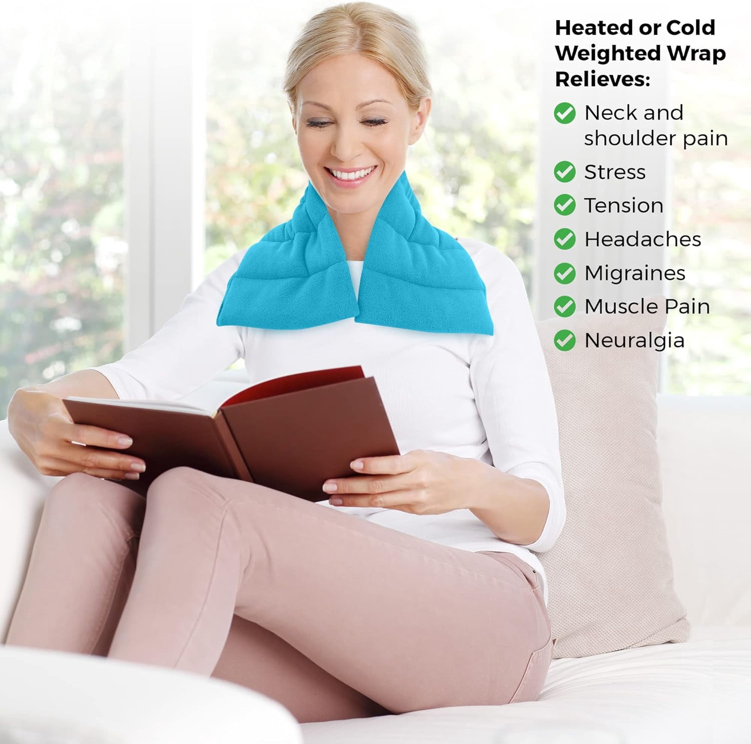 ComfortCloud Microwaveable Heating Pad for Body Aches & Pains, 22" x 7", Blue