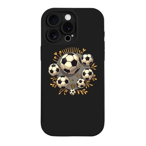 iPhone 15 Pro Case - Lightweight Yellowing Resistant with Soccer Ball Pattern Gray and Orange Gradient Stylish Design with Decorative Elements