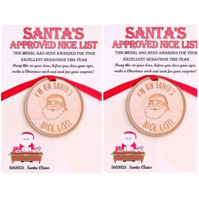 Medallas Tarjetas Navideñas de Tarjetas Navideñas con Medallas de Madera Estética Decoración Navideña Caja Navideña