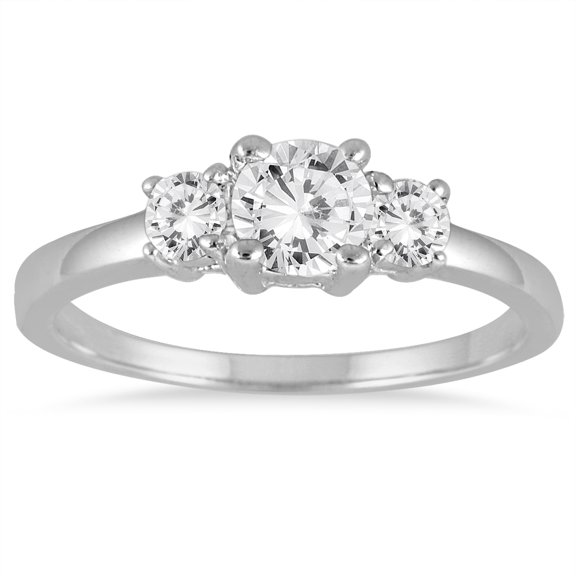 SZUL Women's 3/4 Carat TW Diamond Three Stone Engagement Ring in 14K White Gold (J-K-L Color, I2-I3 Clarity)