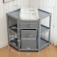 thumbnail image 3 of Garvee Corner Diaper Changing Table, Baby Diaper Changing Station with Storage Drawer and Laundry Hamper, Multi-Functional Changing Table Organizer with Pad for Newborn Infant, Gray, 3 of 7