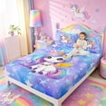thumbnail image 3 of meiyoeat Kawaii Rainbow Unicorn Bed Sheets For Girls,Colorful Cute Stars Print Full Size Sheets For Kids,4-Piece, 3 of 6