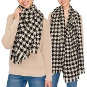 BASICO Fall Scarf for Women, Winter Scarf, Women's Scarves & Wraps, Blanket Scarf, Fall Accessories (17 Colors) (Houndstooth - White)