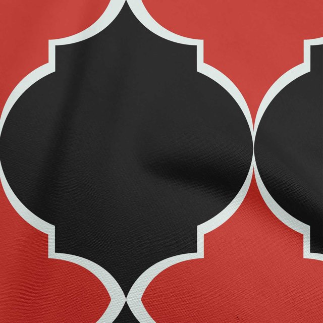 oneOone Tissu Jersey Coton Rouge Motif Quatrefoil pour Projets de Couture, Imprimé au Mètre 58 Pouces de Large