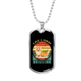thumbnail image 1 of Live Rire Écorce Bleu Collier en Acier Inoxydable Ou 18k or Chien Tag 24" Chaîne, 1 of 8