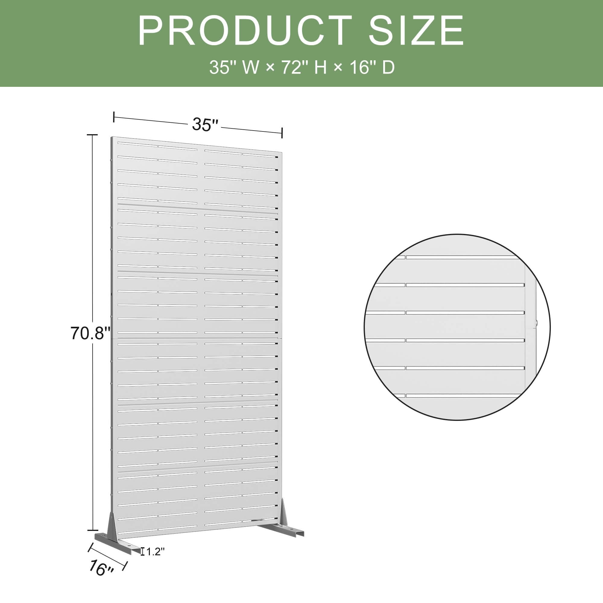 MAYEERTY 72x35x16 Inch White Louvered Galvanized Steel Privacy Screen, 6 Piece Set for Outdoor Street