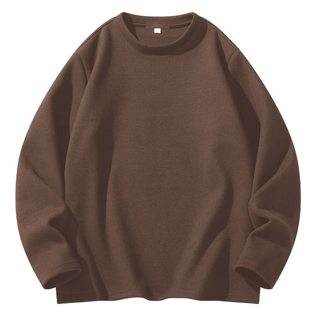 pstuiky camisetas de manga larga para hombre, Camisas de manga larga con cuello redondo, cálidas e informales, de color liso, para hombre camisetas de hombre m