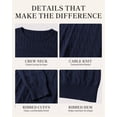 thumbnail image 5 of QUALFORT Women's 100% Cotton Cable Knit Sweater, Crew Neck Lightweight Pullover Sweater for Women, Long Sleeve Knit Top, Navy S, 5 of 7