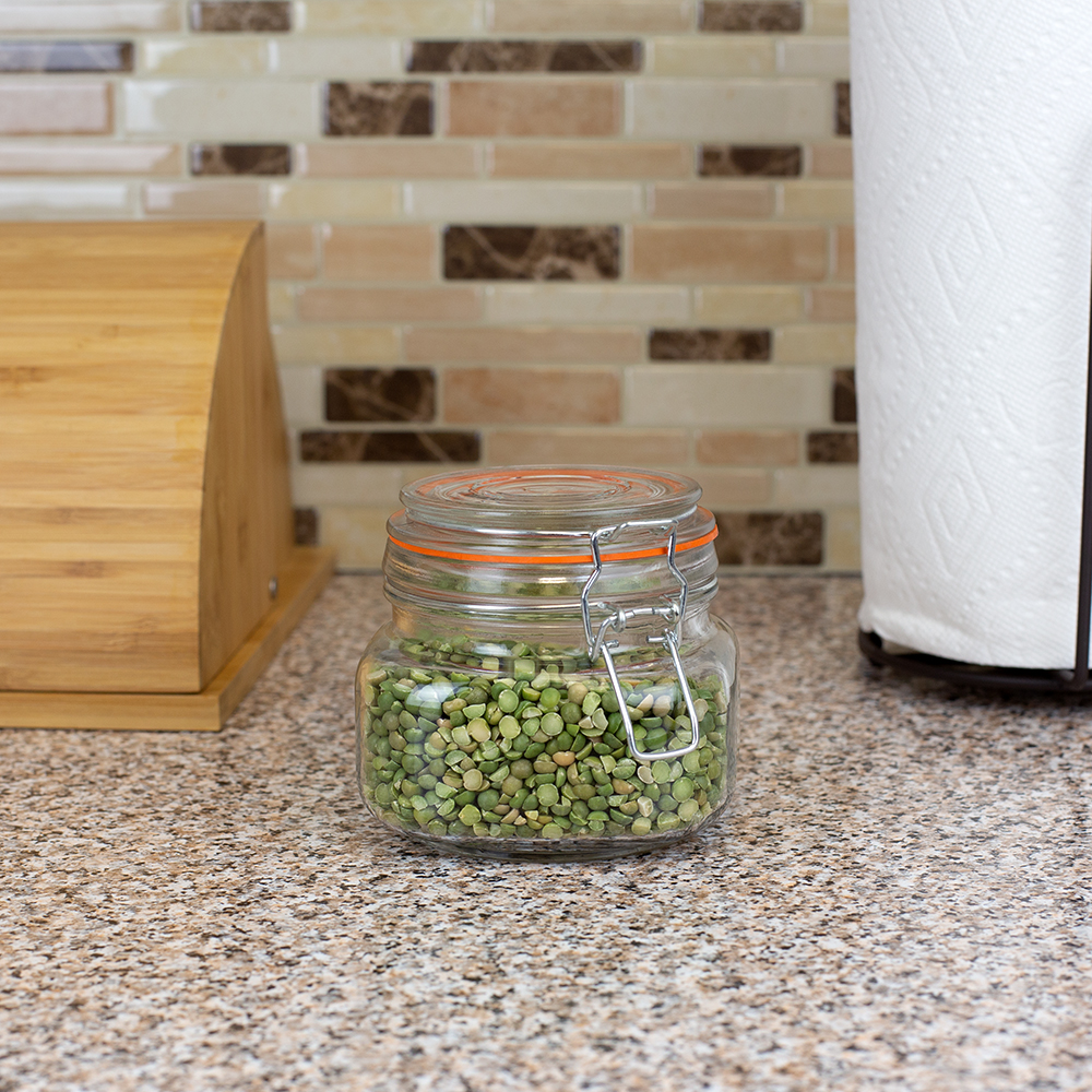 14 oz. Glass Pickling Jar with Wire Bail Lid and Rubber Seal Gasket