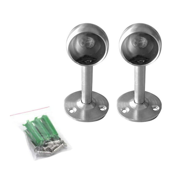 Juego de 2 soportes redondos de acero inoxidable de 25 mm de diámetro para cortinas de armario (plateados)