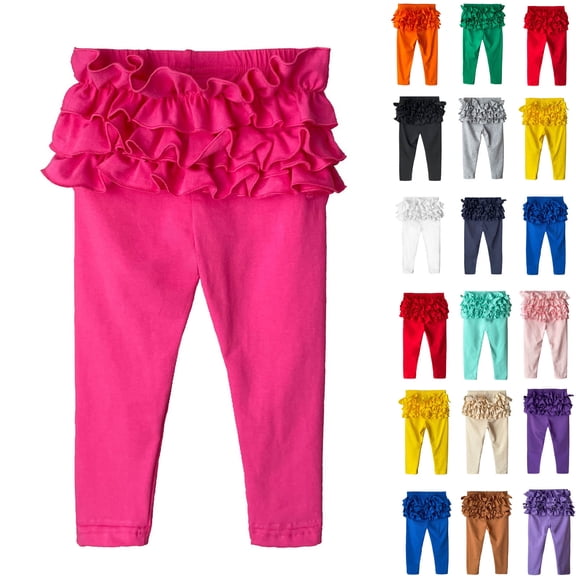 Rciityk Toddler Little Girls Skirted Leggings Solid Color Elastic Waist Layered Tiered Ruffle Stretch Long Pants, Size 0-8Y