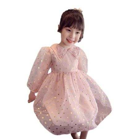 

Bullpiano Toddler Girls Polka Dot Princess Tulle Tutu Dresses Kids Long Sleeve Party Dress 1-5T