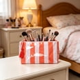 thumbnail image 6 of Roiihwy Striped Waterproof PVC Cosmetic Bag, Makeup Pouch With Tassel Zipper For Travel, 10.2x5.3x3.5in Orange, 6 of 7