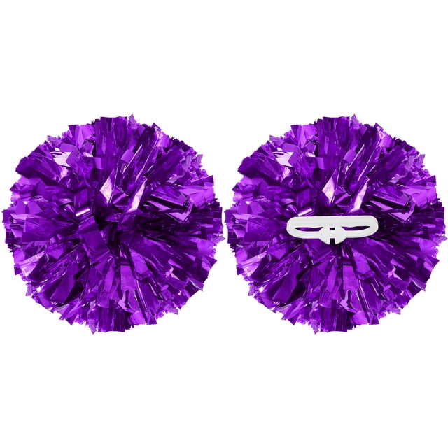 Uxcell 2 Pcs Pompones de Animación Metálicos de 12" con Anillos de Mango para Baile en Color Púrpura