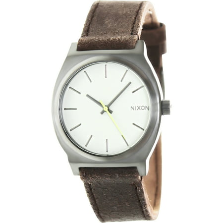 Nixon Mens Time Teller Stainless Steel Case Brown Leather Beige Dial Gunmetal Watch - A0451388