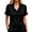 Black, variant on Alun Short Sleeve Shirts for Women Trendy Button down Collared Work Tops Dressy Business Casual Loose Fit Stain Blouse Pure Color Lightweight Breathable for Daily Wear Yellow XL