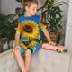 thumbnail image 4 of Balery Blue Sky Sunflower Conjunto de Pijama Infantil de Manga Corta con Estampado – Ropa de Dormir de Algodón Suave-Small, 4 of 6