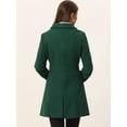 thumbnail image 4 of Abrigo de invierno con cuello de piel sintética de un solo pecho para mujer Verde Oscuro L, 4 of 6