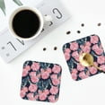 thumbnail image 4 of Lsque Rose Flowers Pattern 4" Drink Coasters Set of 4, PVC Leather Absorbent Coasters, Table Coaster Set Decorative Coffee Cup Coasters Housewarming Gift -Square, 4 of 6