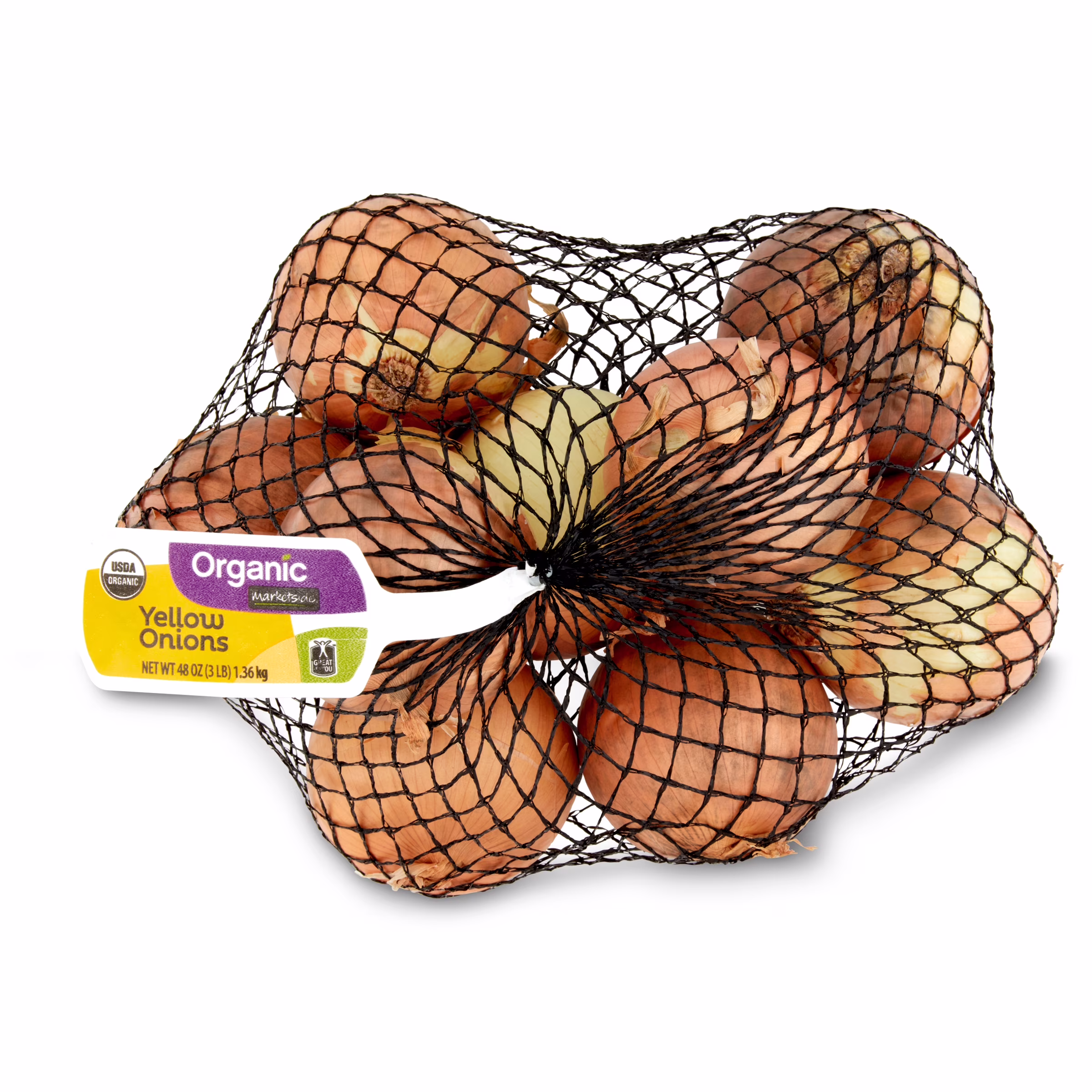 Marketside Organic Yellow Onions Whole Fresh, 3 lb Bag