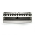 thumbnail image 3 of Auriga Fine Jewelry Stainless Steel Polished Black Ceramic Inlay Black CZ 9 mm Band for Women Size 8, 3 of 6
