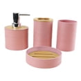 thumbnail image 3 of Juego de 4 accesorios de baño, jabonera, regalo de inauguración de la casa, taza de enjuague bucal moderna, dispensador de jabón para tocador de baño rosa, 3 of 8