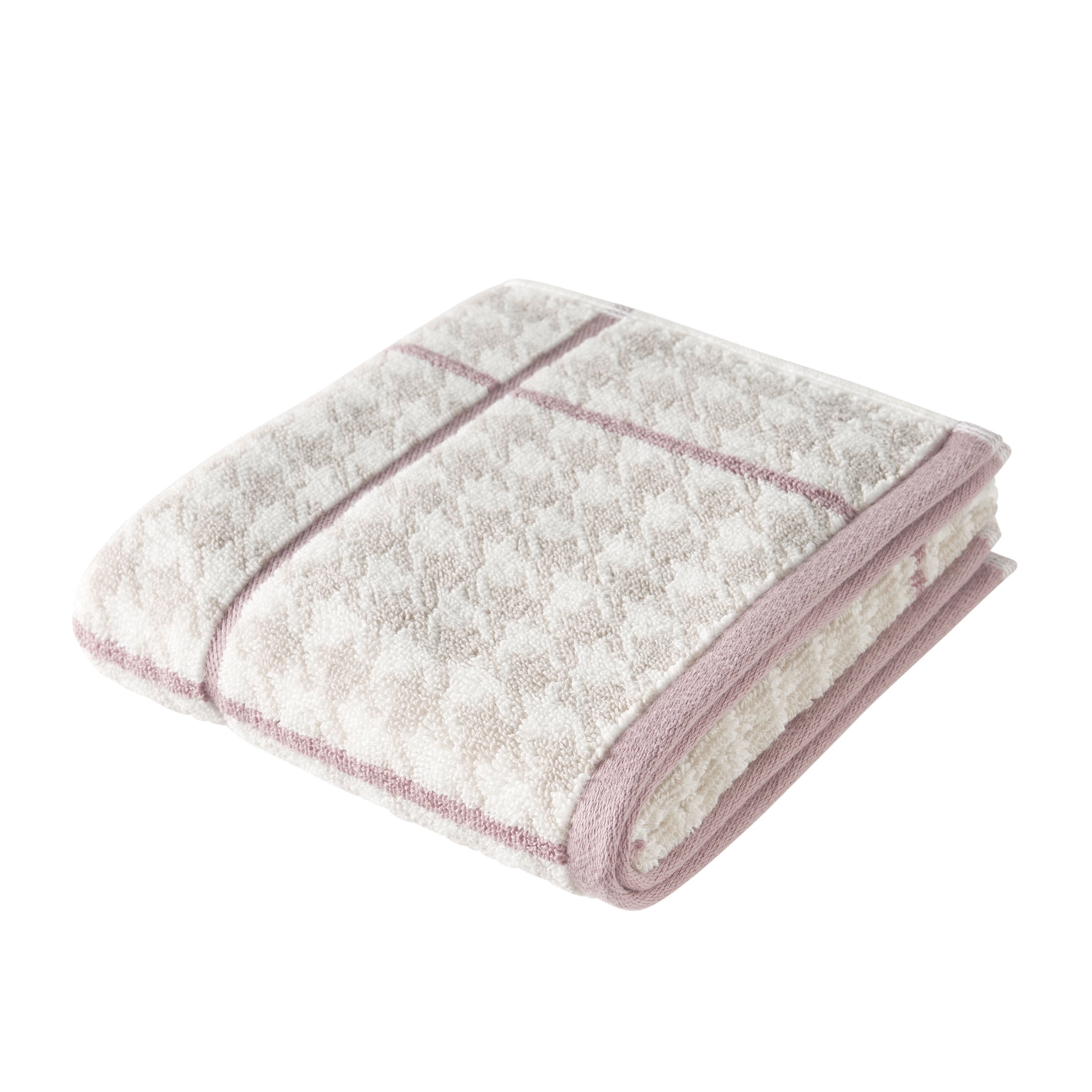 Beautiful by Drew Barrymore Plaid Hand Towel, Soft 100% Cotton, Rose Pink