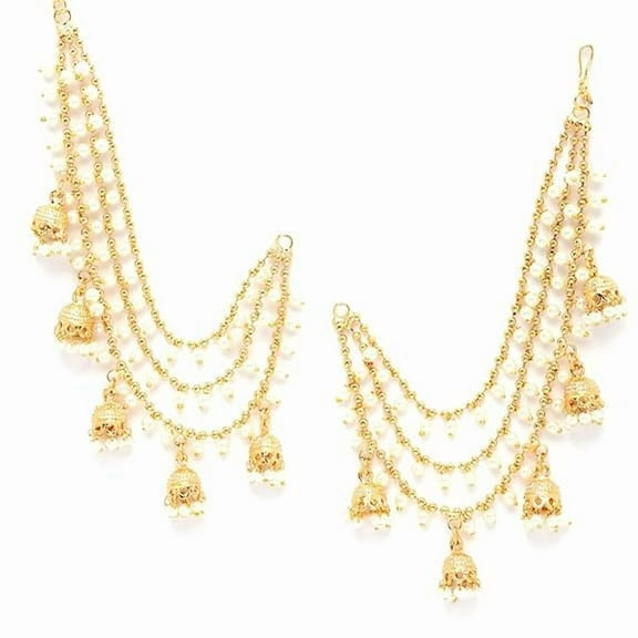 Artificial Traditional Brass  Gold Plated Wedding Jewellery Bahubali Inspired Long Chain Jhumki Earrings