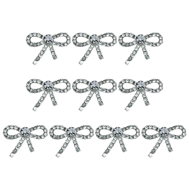 Kripyery 10Pcs Nail Art Jewelries 3D Bow Shape Rhinestones Sparkling Faux  Pearls Nail Charms Decoration for Nail Salon