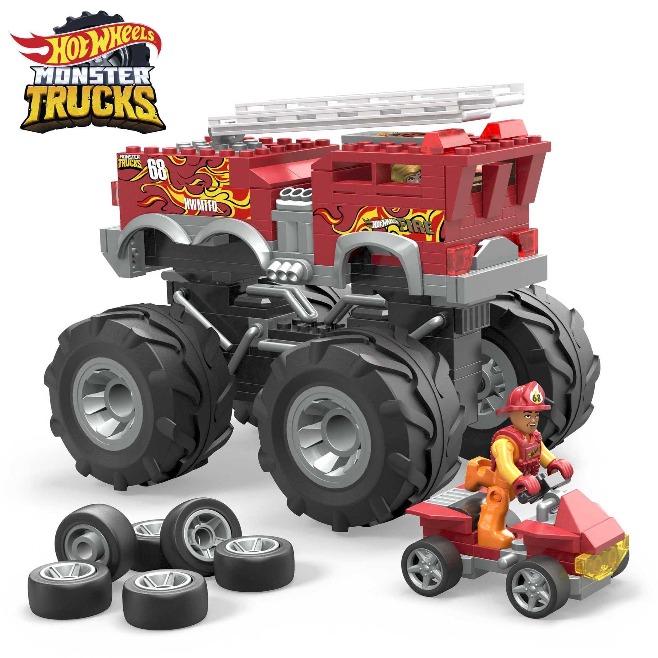 MEGA Hot Wheels 5-Alarm Fire Truck Monster Truck Building Set with 1 Figure (284 Pieces)
