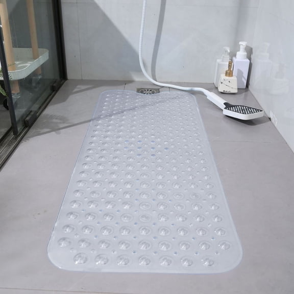 HongHeng Bathtub and Shower Mats, 39x15 Inch Extra Large Non Slip Soft Bath Tub Mat with Suction Cups and Drain Holes for Bathroom Floor and Keep Tubs Clean, Machine Washable