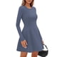 thumbnail image 4 of Vestido PRETTYGARDEN XX-L Mini Plisado de Manga Larga Azul, 4 of 8