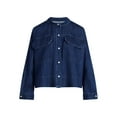 thumbnail image 5 of Scoop Women's and Women's Plus Cropped Oversized Button-Down Shirt, Sizes XS-4X, 5 of 5