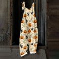 thumbnail image 7 of Halloween Jumpsuits for Women Casual Comfy Cotton Linen Lounge Clothes Funny Floral Print Overalls with Pockets, 7 of 7