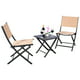 3pcs Steel Folding Square Table Chairs Set Bistro Garden Furniture – image 5 sur 8