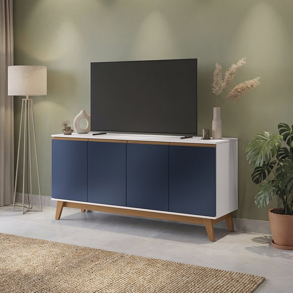 Aparador Blanco/Azul Kappesberg 156 cm 4 Puertas
