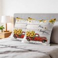 thumbnail image 6 of 16x16 Pillow Covers Set of 2, Sunflower Truck Square Throw Pillow Covers for Couch/Sofa/Living Room, Elegant Yellow Floral Summer Botanical Wooden Decorative Soft Pillowcases for Couch Throw Pillows, 6 of 9